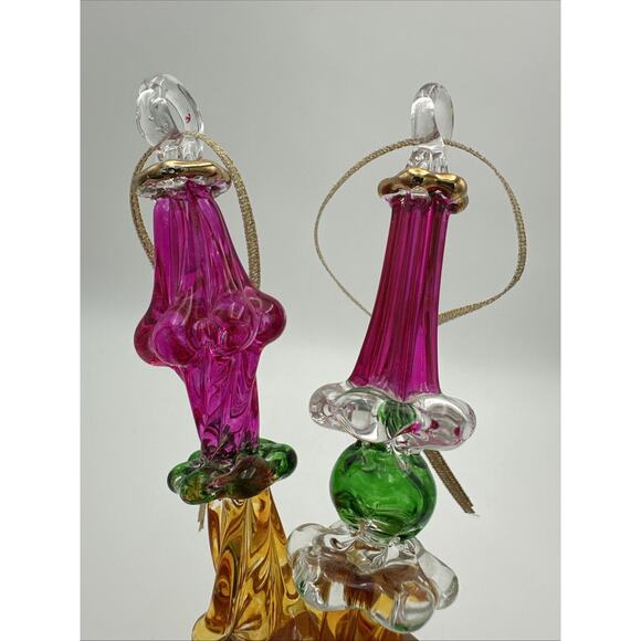 2 Egyptian Hand Blown Art Glass Holiday Ornaments Christmas - Picture 3 of 4